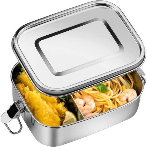 1,2-Liter-Bento-Box aus Edelstahl, BPA- und plastikfreie Lunchbox mit Fach für Kinder und Erwachsene