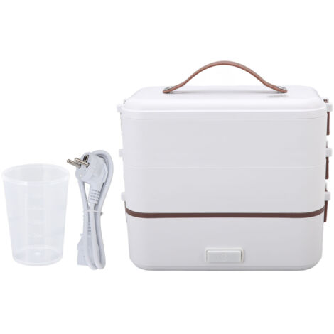 1,2-Liter-Lunchbox mit drei Etagen, elektrisch beheizbar, aus lebensmittelechtem PP, mit Silikongriff und 220-V-EU-Stecker für Büro und Reisen