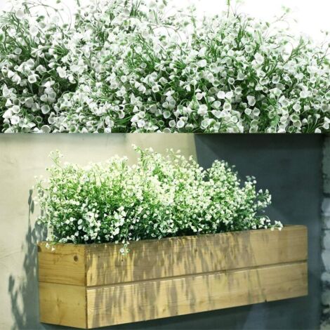 12 Lots Arbustes Artificiels Buissons Fleurs artificielles Résistantes Aux UV d'Extérieur Plantes Fleurs Décoratives pour Arrangement Floral, Centre de Table, Décoration de Jardin Maison (Blanc)