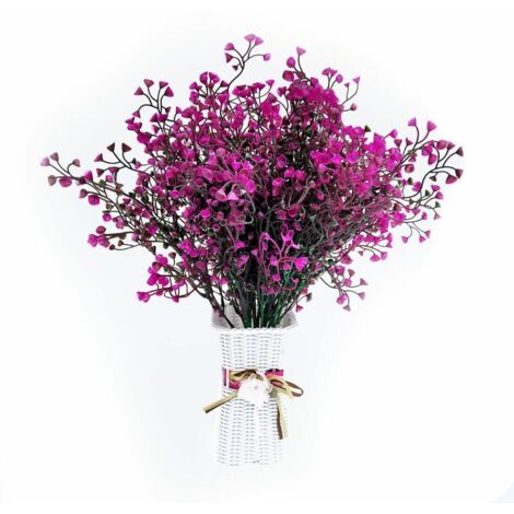 12 Lots Arbustes Artificiels Buissons Fleurs artificielles Résistantes Aux UV d'Extérieur Plantes Fleurs Décoratives pour Arrangement Floral, Centre de Table, Décoration de Jardin Maison (Fuchsia)