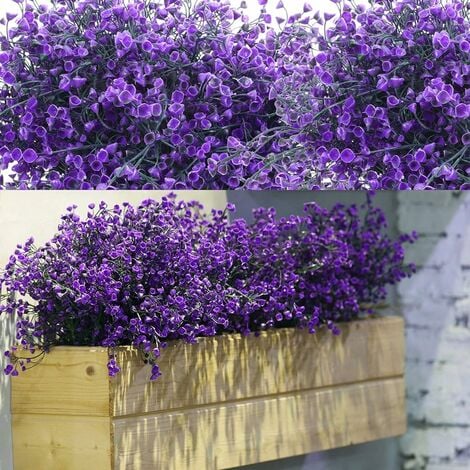 12 Lots Arbustes Artificiels Buissons Fleurs artificielles Résistantes Aux UV d'Extérieur Plantes Fleurs Décoratives pour Arrangement Floral. Centre de Table. Décoration de Jardin Maison (Violet)