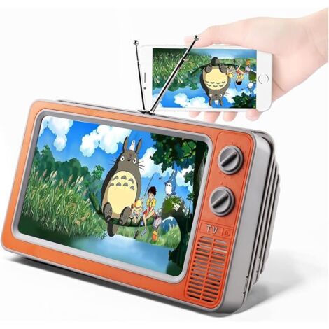 12" Loupe d'écran,3D HD de Téléphone Portable Amplificateur d'écran Support de Phone Pliable Agrandisseur Ecran Telephone Projecteur pour Tous Les Smartphones（Oranger）