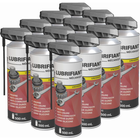12 lubrifiants mécaniques multifonctions en aérosol 500mL - Propre - Antifriction - Professionnel