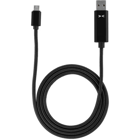 1,2 m langes Micro-USB-Kabel mit Spannungs-/Stromanzeige, robustes, geflochtenes Nylon, Schnellladefunktion, Schwarz