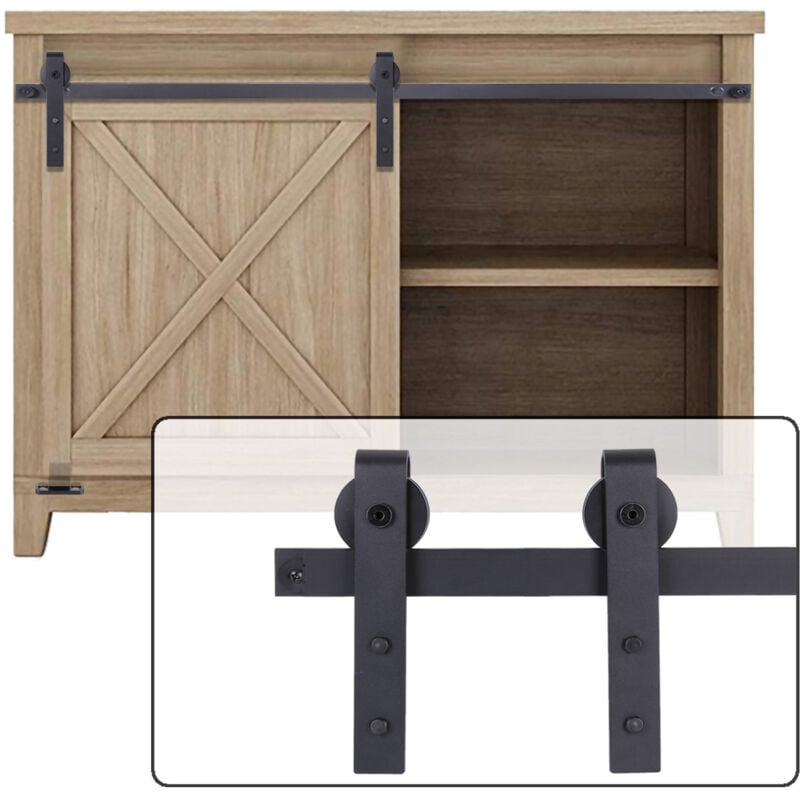 Jn.songs - 1,2M/3,93FT Mini Kit de Quincaillerie pour Coulissante de Grange Ensemble Hardware kit pour Porte Suspendue Meubles tv