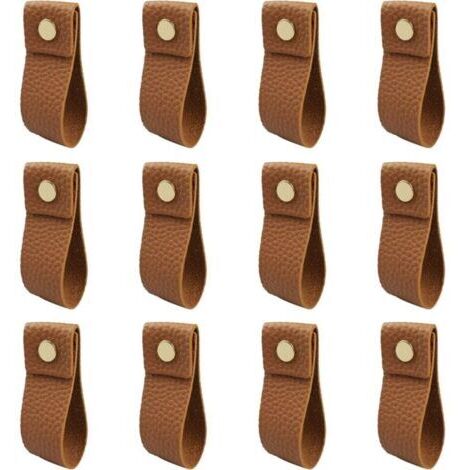 12 maniglie per cassetti in similpelle marrone, maniglie per armadi con viti, accessori per mobili, cucina, bagno, guardaroba, cassettiere