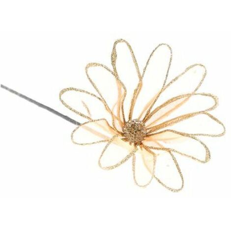 12 Margherite medium per decorazione albero di natale - colore oro/arancio - addobbi natalizi