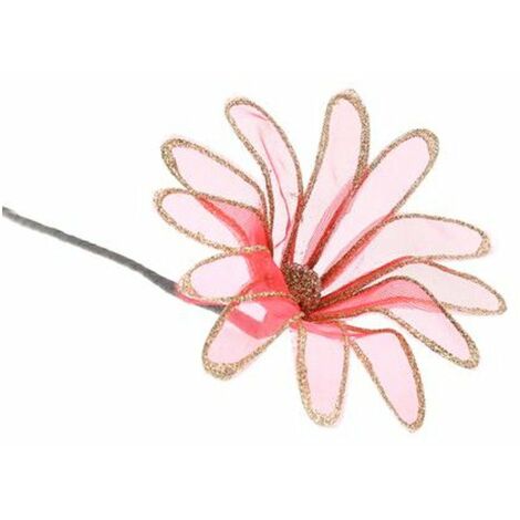 12 Margherite medium per decorazione albero di natale - colore rosso/oro - addobbi natalizi
