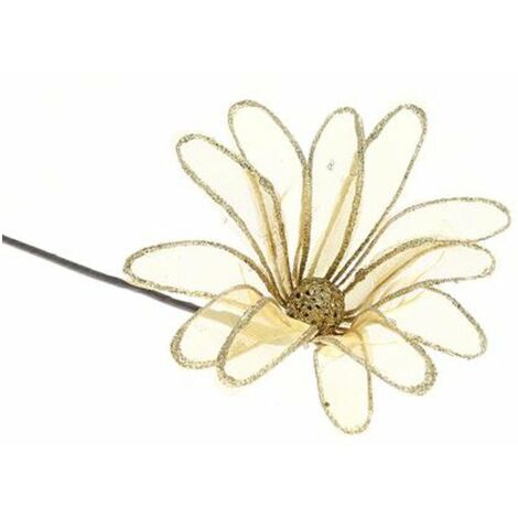 12 Margherite per decorazione albero di natale - colore oro/crema - addobbi natalizi