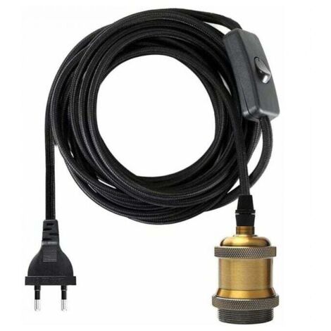1.2 Meter E27 Socket with Switch, Fabric Electrical Cord for Edison Bulb Socket/Retro Pendant Light/Creative Lamp, Vintage Brass Lamp Adapter MUMU