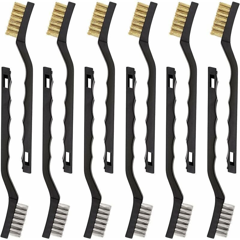 Image of 12 Mini-Drahtbürsten aus Edelstahl und Messing