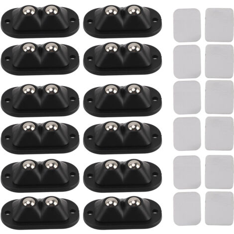 12 Miniatur-Kleberollen, 360° geräuschlos drehbar, doppelt kugelgelagert, für Möbel und Küchengeräte, Schwarz – 12er-Pack