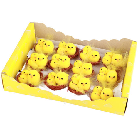 12 Miniatur-Osterküken, Frühlingsdekoration, Spielzeug für Kinder, Geschenk, Party, Garten