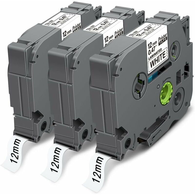 Cassetta laminata nero su bianco da 12 mm per