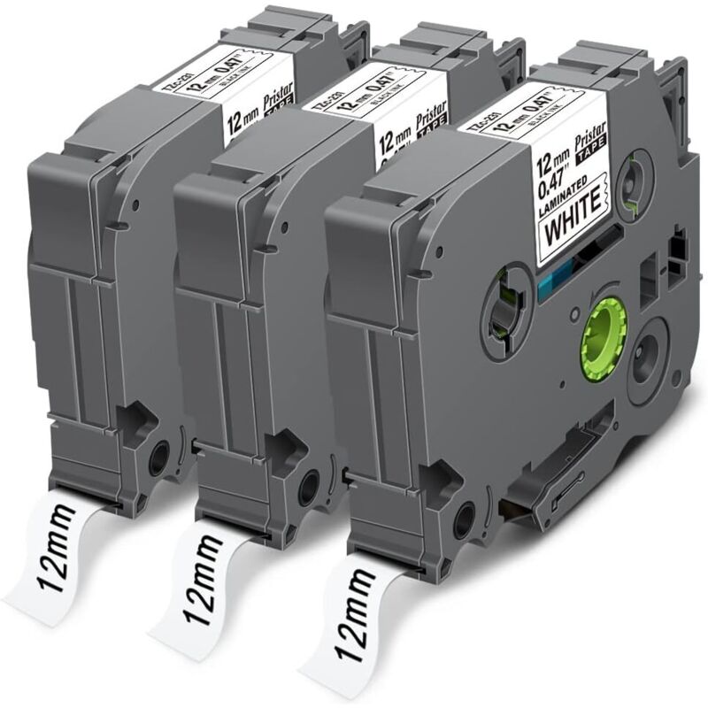 12 mm compatible para Brother TZe-231 TZ231 TZ-231 Tze Casete laminado negro sobre blanco de 12 mm para Brother PT-H100LB H107B E110 H200 P300BT P700