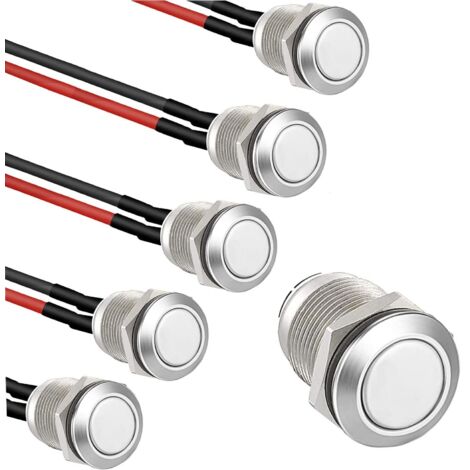 12-mm-Drucktaster, wasserdicht, rund, vorverdrahtet, DIY-Startknopf aus Edelstahl, normalerweise offen