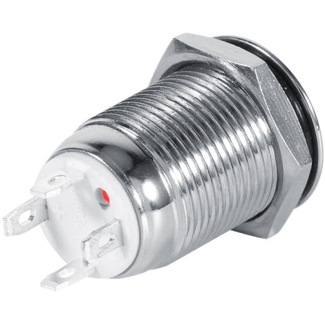 12-mm-Metall-Druckknopf mit roter LED, 2 V, Momenttaster für die Kfz-Zündung
