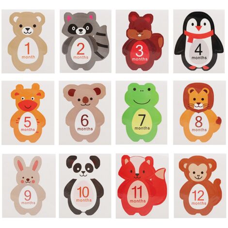 12 monatliche Babyaufkleber für Erinnerungsfotos von 1 bis 12 Monaten, Requisiten für Neugeborenenfotos