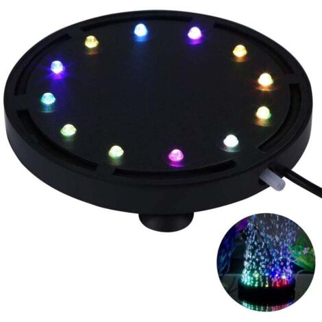 12 Multicolore RGB LED Aquarium Sous-Marine Bulle Lumière Nuit Mer / Multicolore Aquarium Air Pierre Disque, rond aquarium barboteur avec changement de couleur automatique