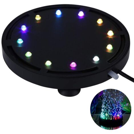12 Multicolore RGB LED Aquarium Sous-Marine Bulle Lumière Nuit Mer / Multicolore Aquarium Air Pierre Disque, rond aquarium barboteur avec changement de couleur automatique