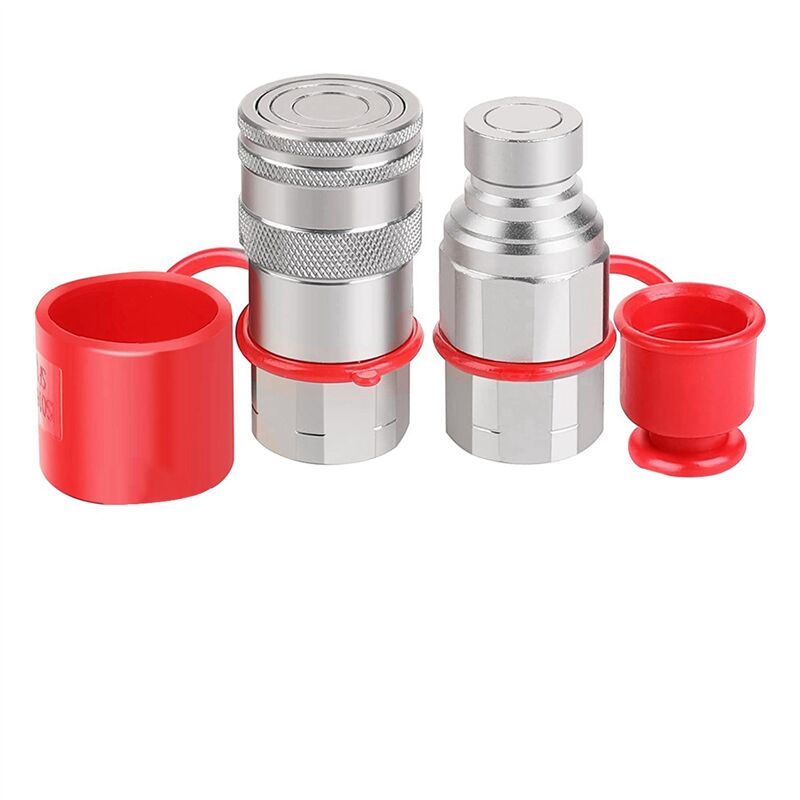 Image of 1/2--NPT-Hydraulikkupplung Kompaktlader--Flachgesichts-Schnellkupplungen mit 2 Staubkappen