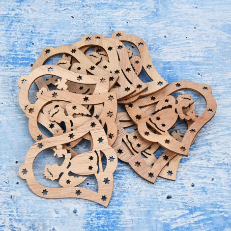 12 ornements suspendus en bois pour Noël : Père Noël, ange et bonhomme de neige - DIY décoration mariage