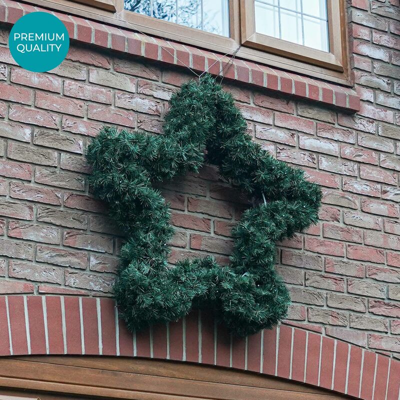 1.2m Outdoor Large Professional Green Star Wreath Christmas pvc Decoration - Green