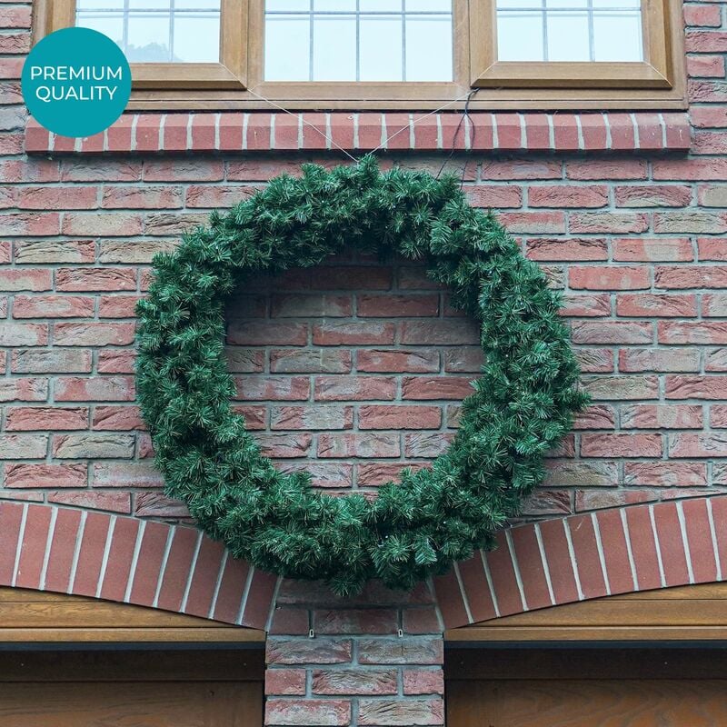 1.2 Outdoor Large Professional Green Wreath Christmas pvc Decoration - Green