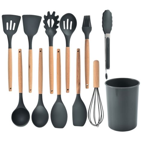 12 outils de cuisine en silicone résistant à la chaleur - Ensemble d'ustensiles de cuisson