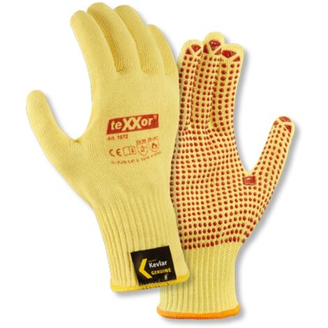 12 Paar Mittelstrick-Handschuhe ARAMID mit Noppen Größe 7