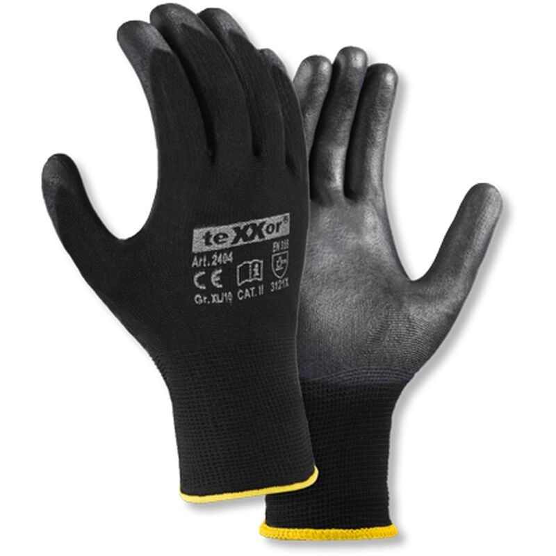 Image of TeXXor Polyester-Strickhandschuh polyurethan beschichtet schwarz 2404 Größe 7