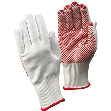 12 Paar Strickhandschuhe Packer genoppt Fortis Gr. 7 weiß