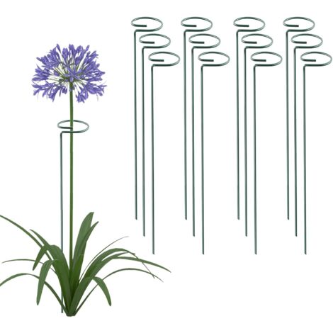12 Pack 16 Inch Plant Support Stakes, Metal Single stemmed Flower Support Hoops，Garden Plant Stakes Plant Prop for Amaryllis Orchid Lily Rose Peony Tomatoes Gladiolus