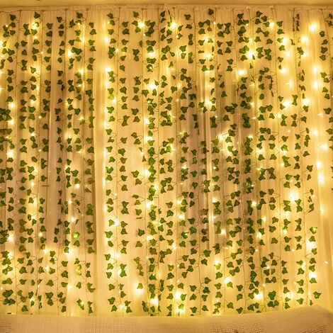 12 Pack Artificial Ivy Garlands, Hanging Artificial Ivy with 100 LED Lights, for Weddings, Parties, Gardens, Apartments, Balconies