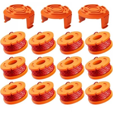 12 Pack Bobine Fil Coupe Bordure 3m - WA0004.1/WA0010 Coupe Bordures Ø1,65 mm, Bobine de Fil Debroussailleuse(12 Fil Coupe Bordure,3 Couvercle)