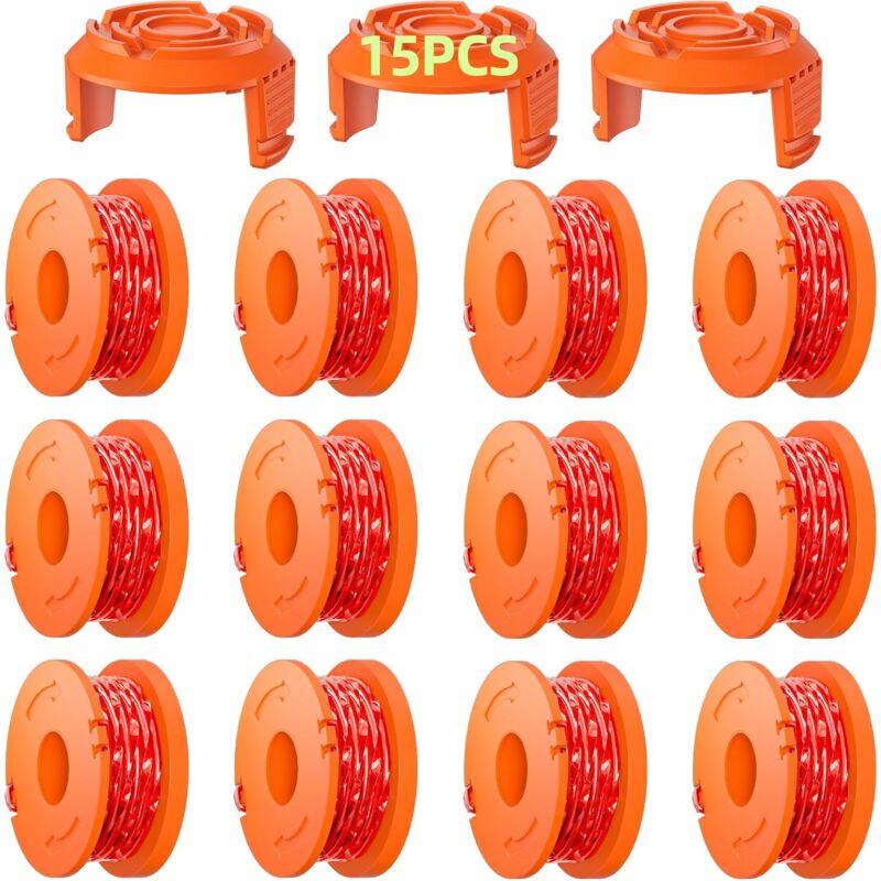 12 Pack Bobine Fil Coupe Bordure 3m - WA0004.1/WA0010 Coupe Bordures Ø1,65 mm, Bobine de Fil Debroussailleuse(12 Fil Coupe Bordure,3 Couvercle)