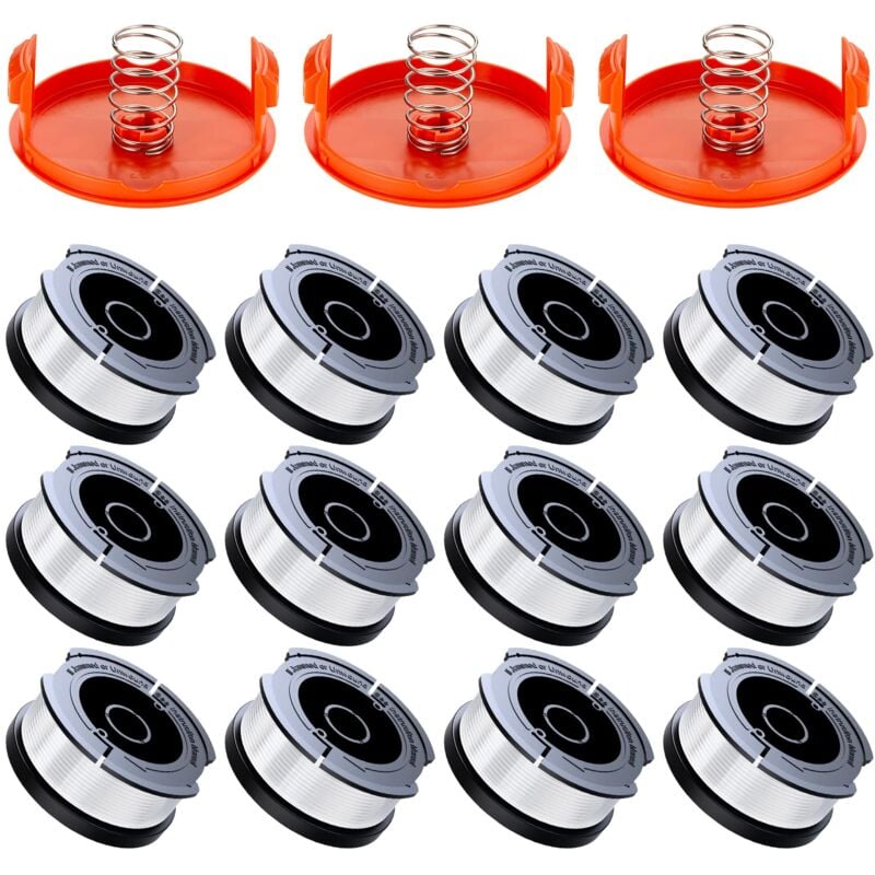 12 Pack Bobine Fil Coupe Bordure Compatible avec Black et Decker Coupe Bordures, A6481 A6485 1.65mm Bobine de Fil Debroussailleuse(12 Fil Coupe