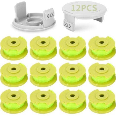 12 Pack Bobine Fil Coupe Bordure remplacements pour Ryobi One+(12 Bobine Fil Coupe Bordure,2 Couvercle)