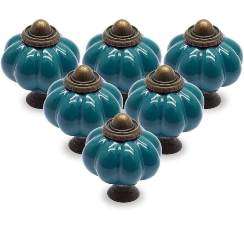 12 Pack Ceramic Door Handles, Pumpkin Ceramic Door Knobs, Vintage Cabinet Pulls with Mounting Screws, Antique Wardrobe Handles Ymyny