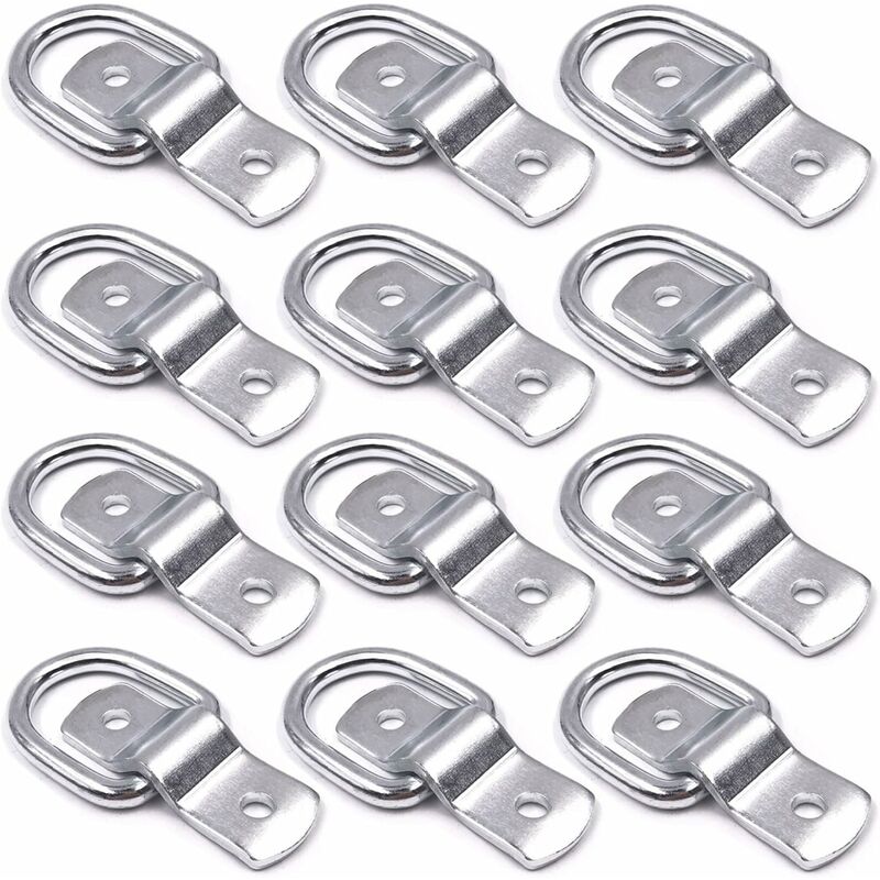 Osuper - 12 Pack D-Ring Tie Downs, 1/4' D-Rings Anchor Lashing Ring for Loads on Trailers Trucks rv Campers Vans atv suv Boats Motorcycles etc