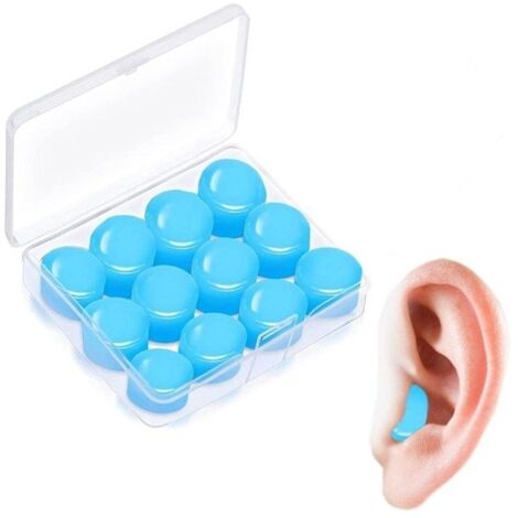 12-pack de insonorisées bouchons d'oreilles en silicone Bleu