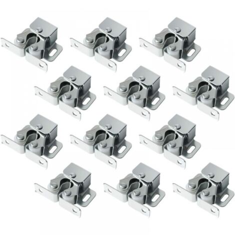 12 Pack Double Roller Catch with Spear, Heavy Duty Roller Catch for Cabinet Doors and Cupboards (Silver)