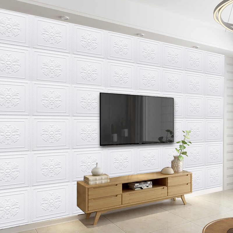 Livingandhome - 12 Pack pvc 3D Wave Wall Panels Decorative Tiles