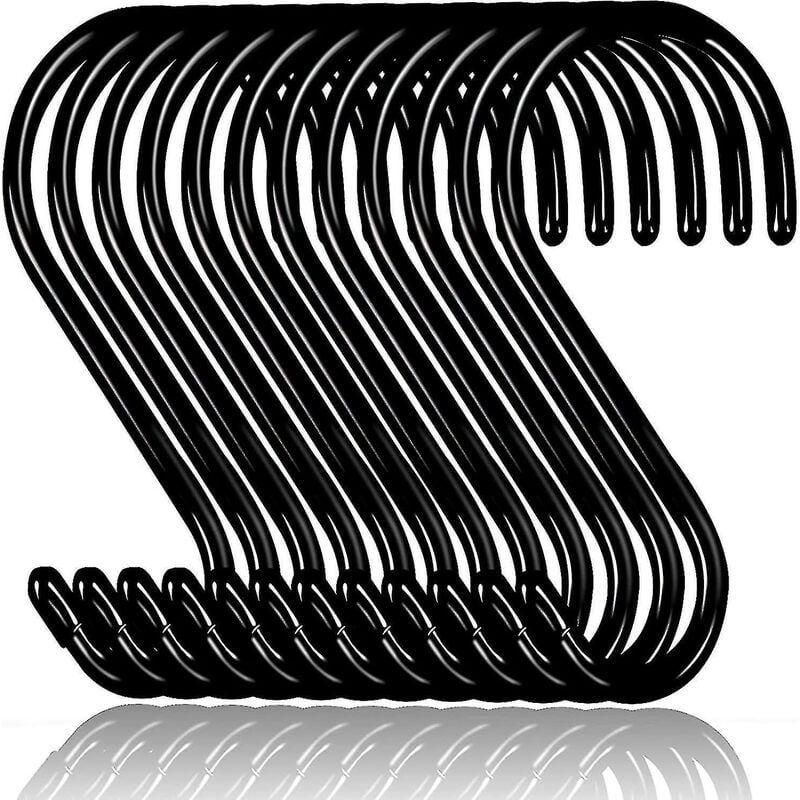 Crea - 12 Pack s Hooks For Hanging Non Slip Rubber Coated s Hookssteel Metal Black Vinyl Coated s Hooks f