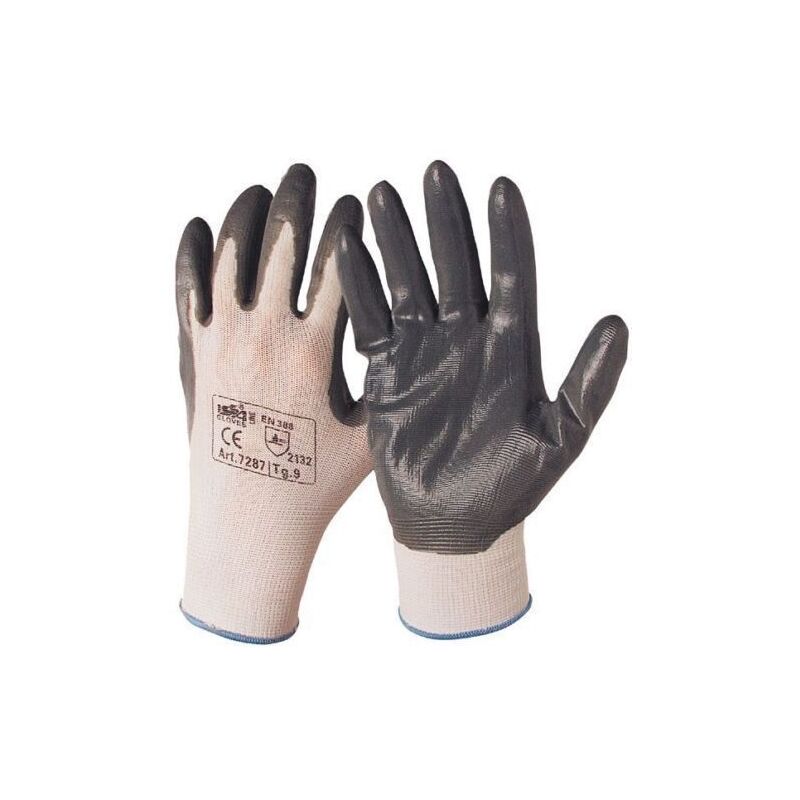 Image of 12 paia di guanti da lavoro spalmati nylon / nitrile misura 8 guanto coppia