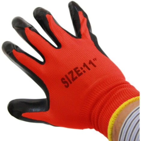 12 Paire De Gants De Travail En Nylon Nitrile Dispersé' 11"