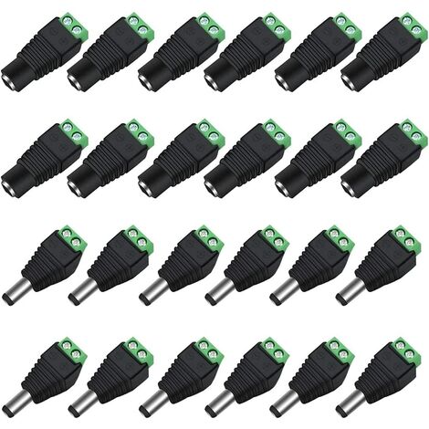[12 paires] DC 12V mâle femelle connecteurs adaptateur DC facile à installer 12V DC câblage alimentation Balun connecteur d'alimentation adaptateur fiches pour caméra de vidéosurveillance LED bande lu