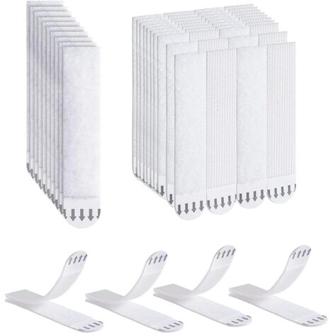 12 paires de bandes adhésives pour accrocher des tableaux, grand Velcro double face 92 x 19 mm, notes adhésives-AquaForge