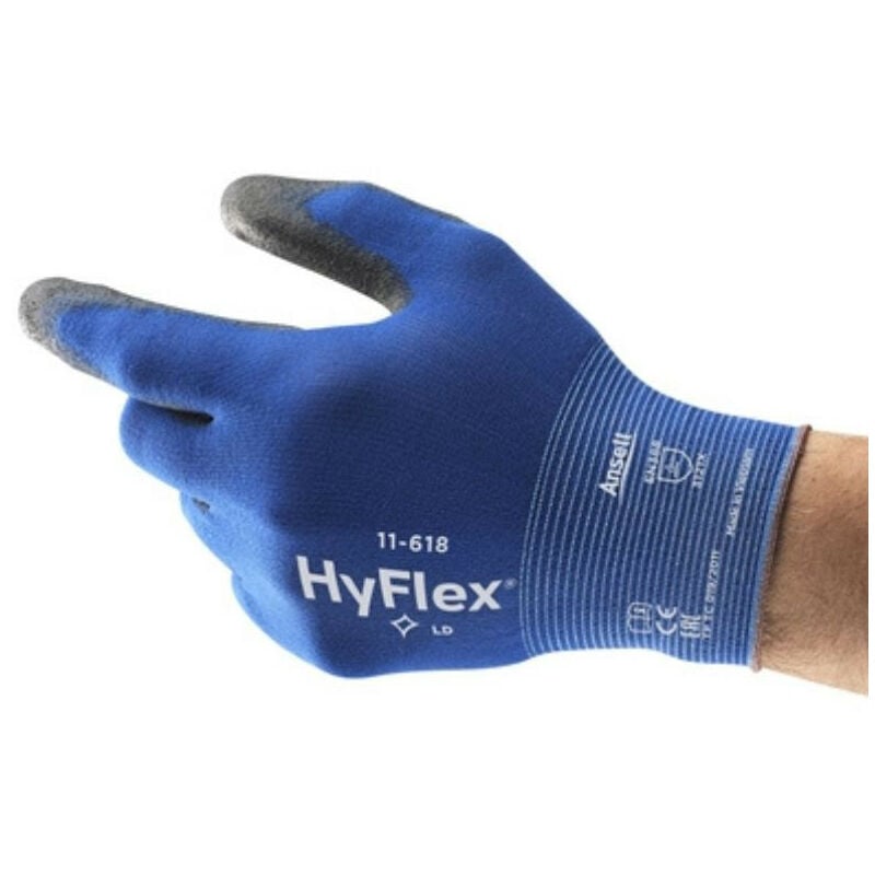 12 paires de gants HyFlex Ansell 11-618 - Bleu foncé - 9 (l) - Bleu foncé