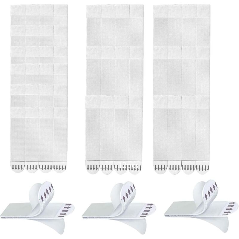 12 Paires(24 Bandes)Languettes Accroches Tableaux sans Percer, Adhésif Tableau Bandes Résistantes Attaches Adhésives Amovibles Autocollant Pour